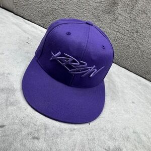 KR3W Mens Purple Flat Brim Snapback Hat Embroidered Logo Streetwear Cap